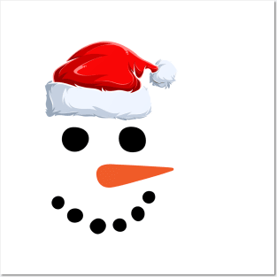 Snowman Face Christmas Posters and Art